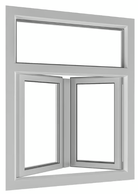 Deceuninck - Plastic casement window with fixed glass frame above