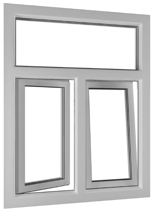 Deceuninck - Plastic double tilt and turn window with fixed glass frame above