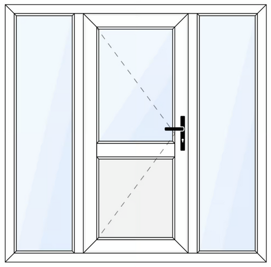 Deceuninck - Plastic rear door with parapet and side lights