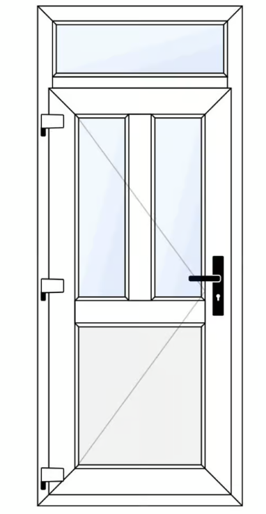 Deceuninck - Plastic front door with parapet and skylight