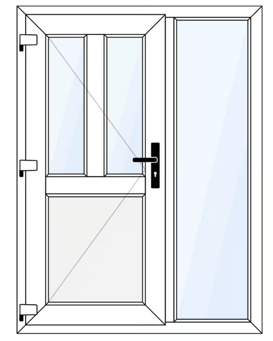 Deceuninck - Plastic front door with parapet and side light