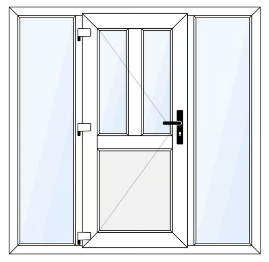 Deceuninck - Plastic front door with parapet and side lights
