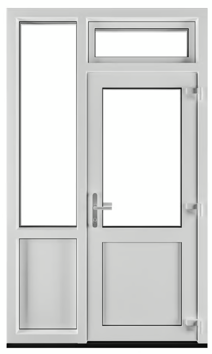 Deceuninck - Plastic rear door with side light, tumbling window and parapet